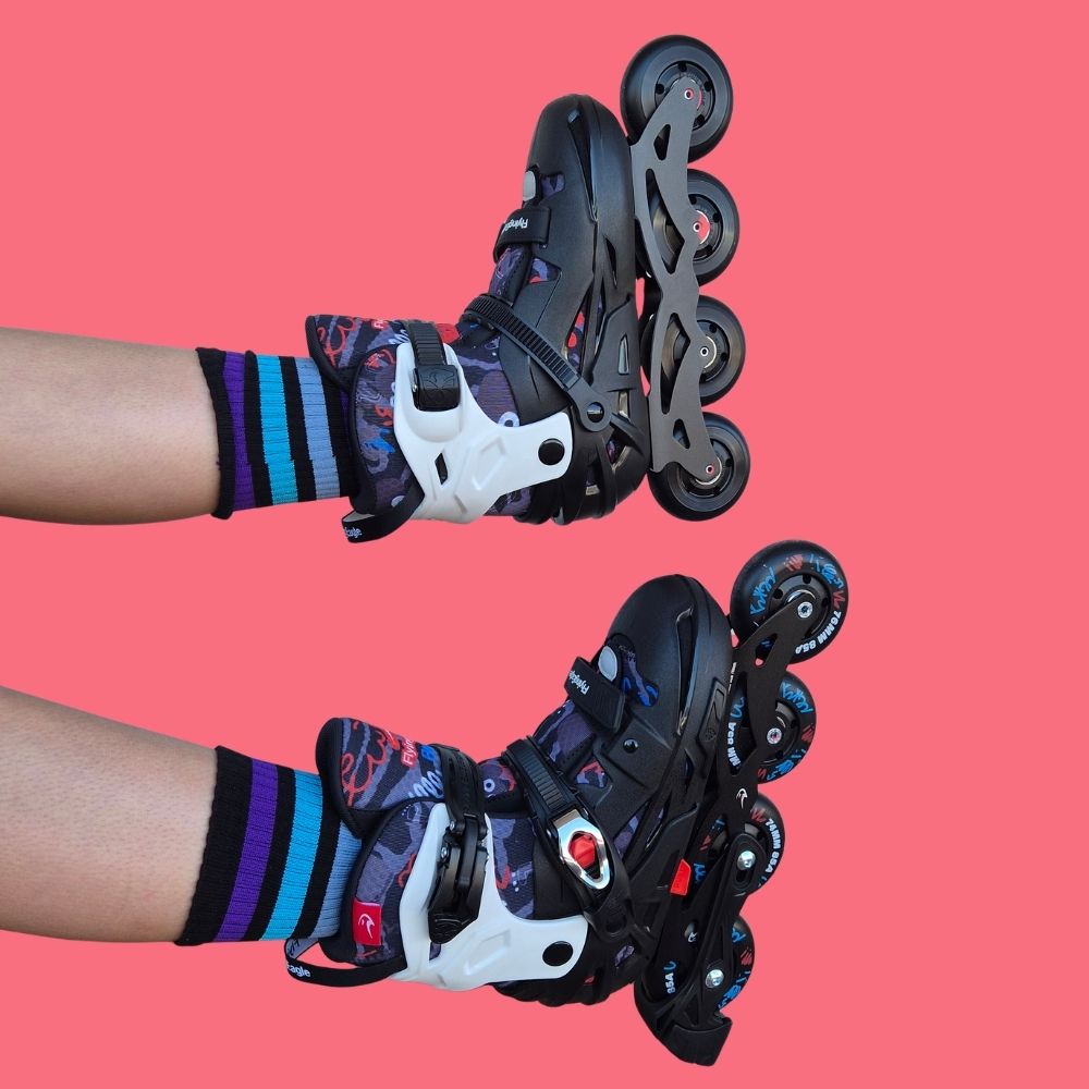 Kids Adjustable Flying Eagle S5 Pro Buzz Inline Skates Black Red Blue - Lucky Skates 