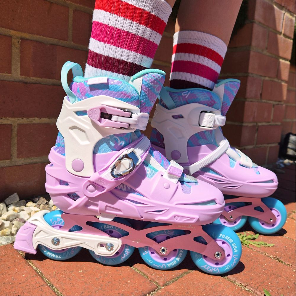 Flying Eagle S5 Pro Buzz Purple Children's Adjustable Inline Skates Purple teal Aqua - Lucky Skates 