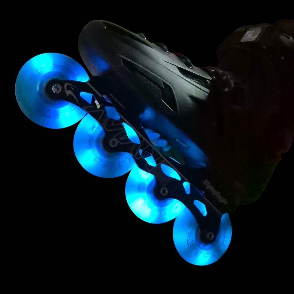 Flying Eagle Lazer Blue Light Up Inline Skate Wheels LED 80mm 88A - Lucky Skates 