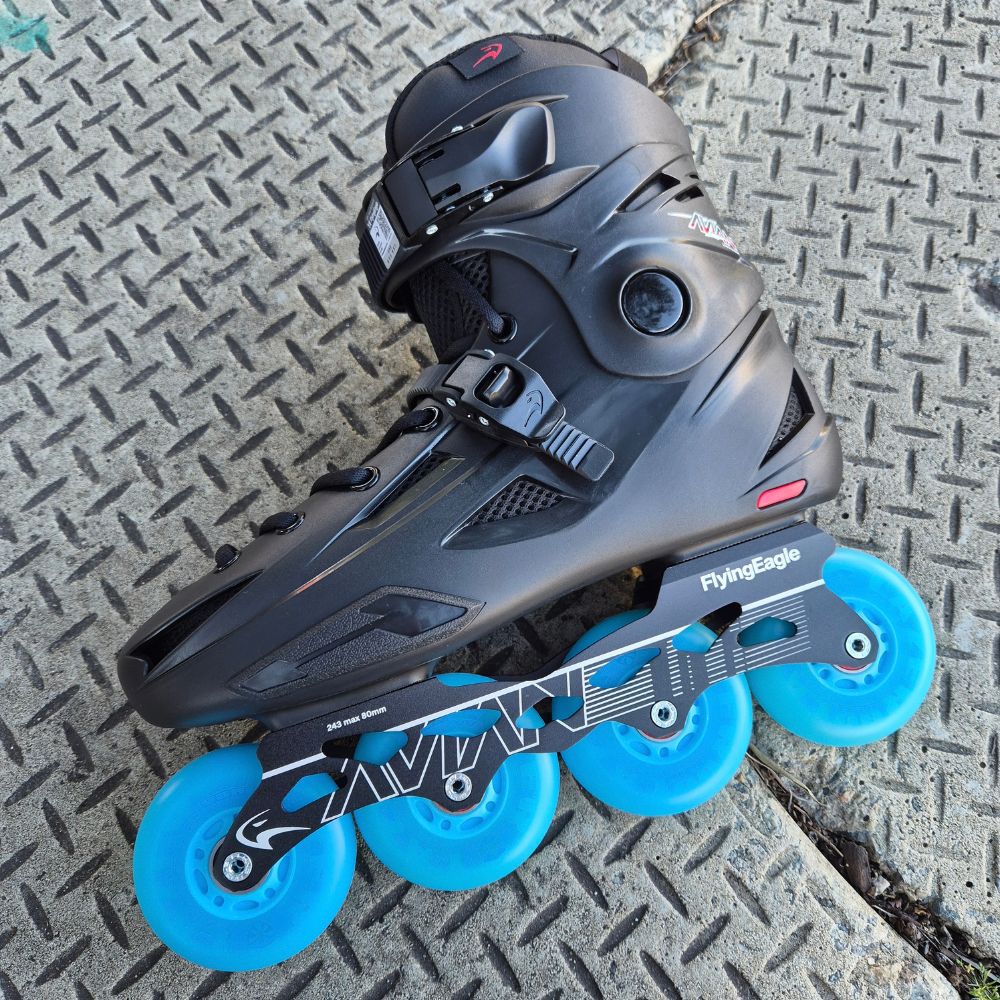 Flying Eagle Lazer Blue Light Up Inline Skate Wheels LED 80mm 88A - Lucky Skates 