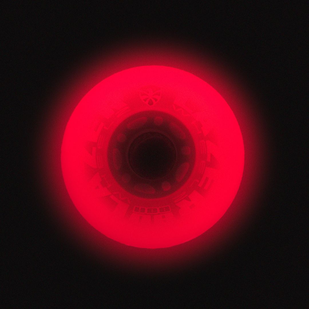 Flying Eagle Lazer Red Light Up Inline Skate Wheels LED 80mm 88A - Lucky Skates 