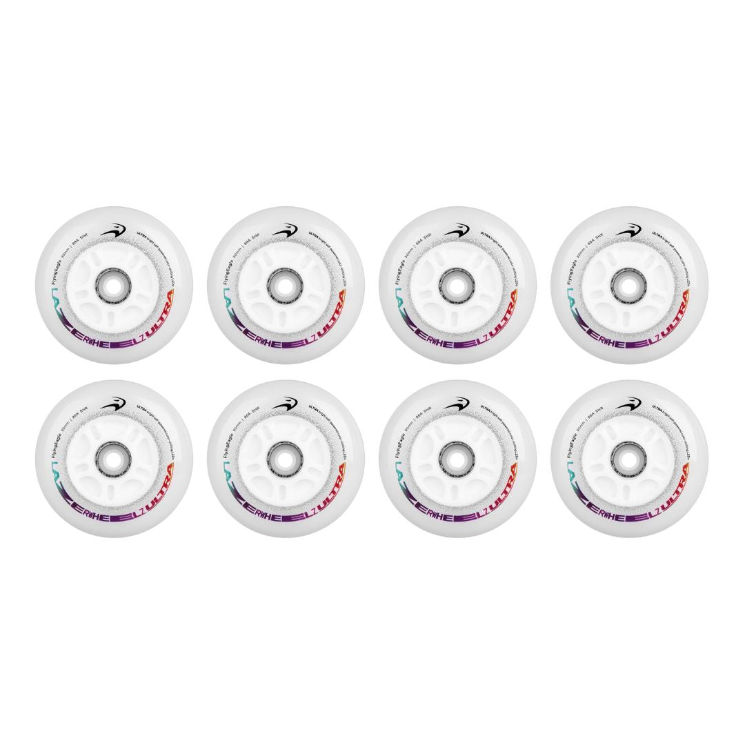 Flying Eagle Light Up LED Lazer Ultra  Inline Wheels Colour Shifting Rainbow 90mm 88A 8 Pack - Lucky Skates 