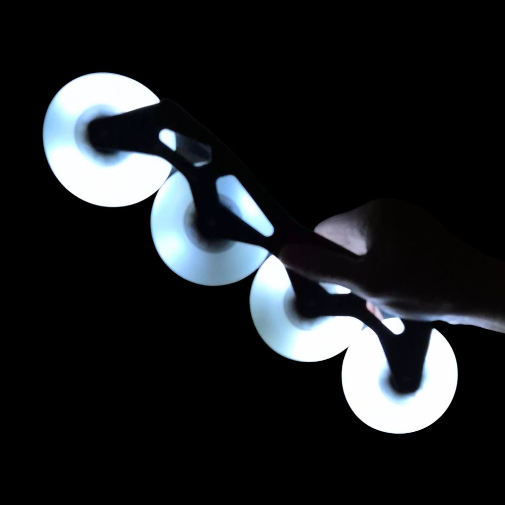 Flying Eagle Light Up LED Lazer Wheels Inline Wheels 88A White 72MM, 76MM, 80MM - Lucky Skates 