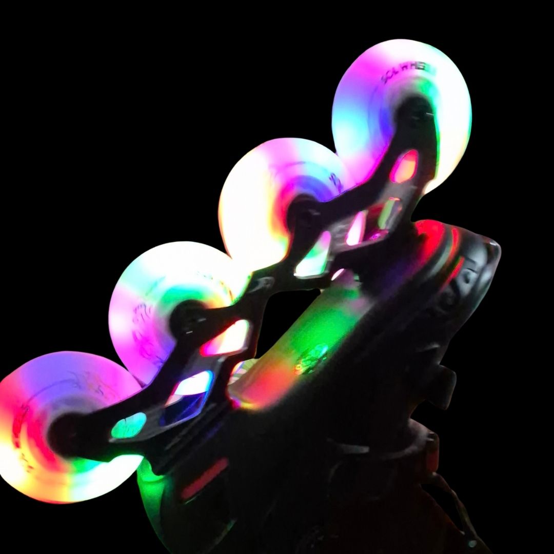 Flying Eagle SOL Light Up Inline Wheels Multicolour Rainbow  LED Inline Skate Wheels 88a - Lucky Skates