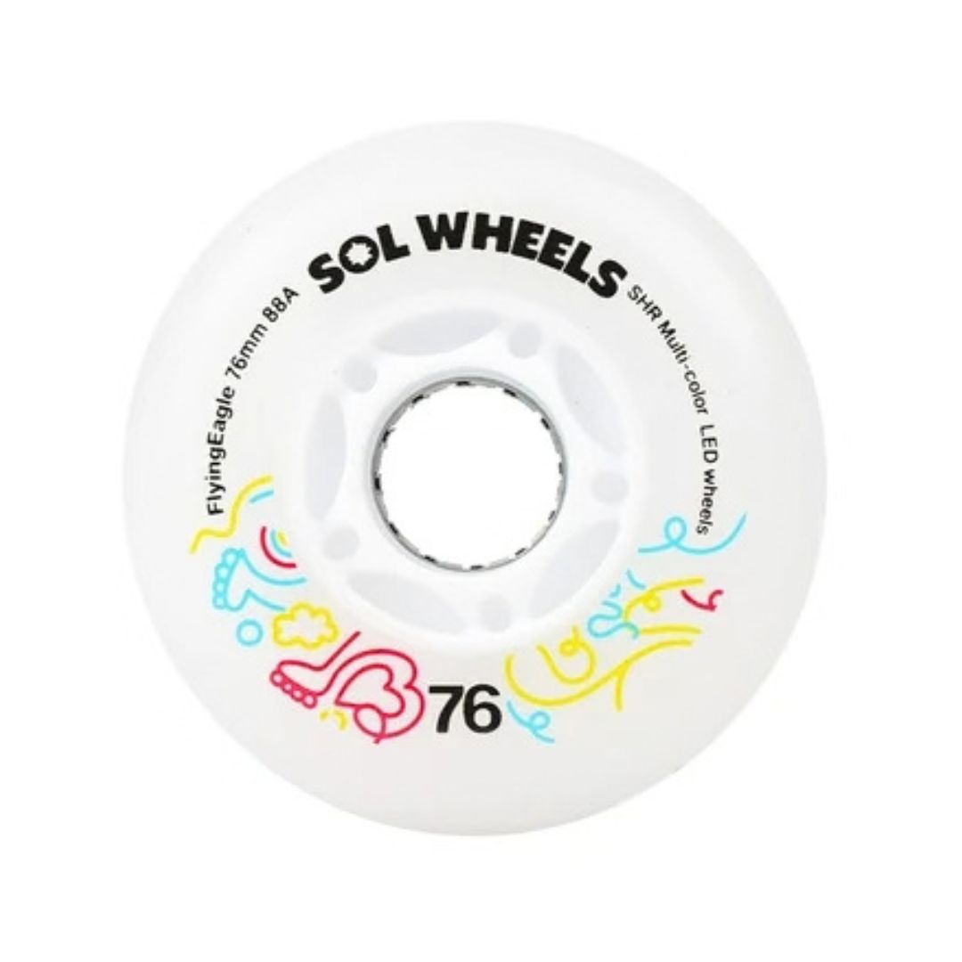 Flying Eagle SOL Light Up Inline Wheels Multicolour Rainbow  LED 76mm Inline Skate Wheels 88a - Lucky Skates