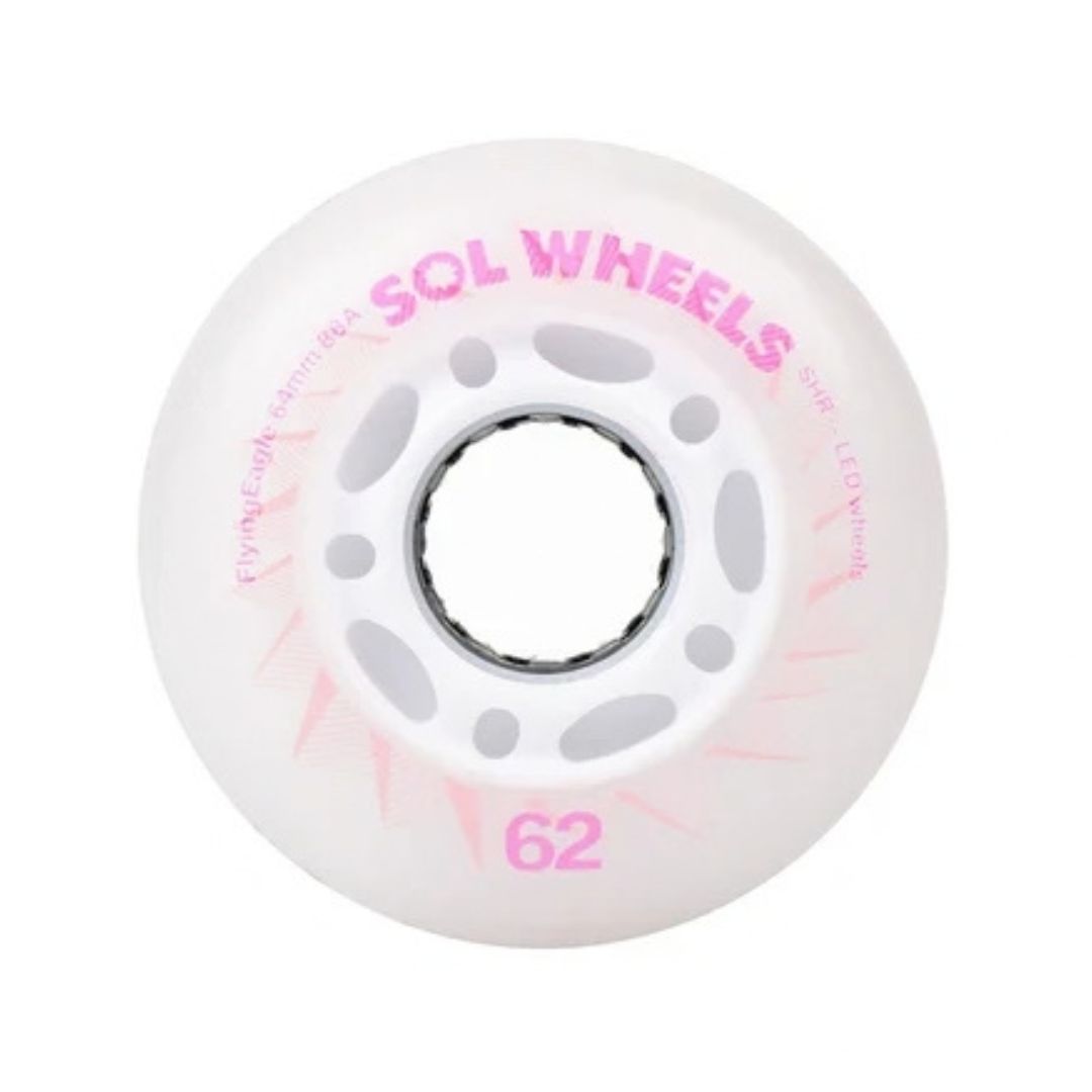 Flying Eagle SOL Light Up Inline Wheels Pink LED Inline Skate Wheels 62mm 88a 8 Pack - Lucky Skates