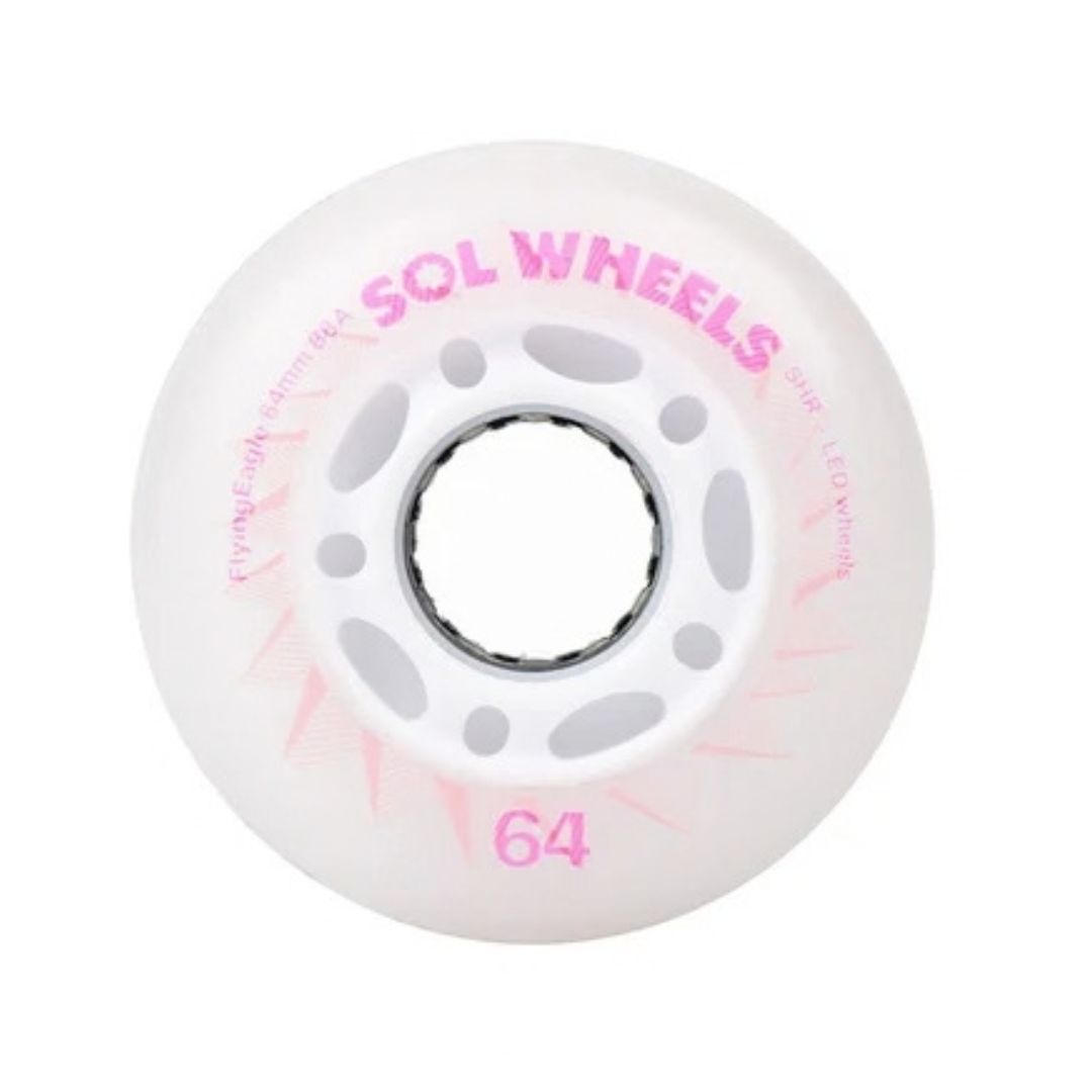 Flying Eagle SOL Light Up Inline Wheels Pink LED Inline Skate Wheels 64mm 88a 8 Pack - Lucky Skates