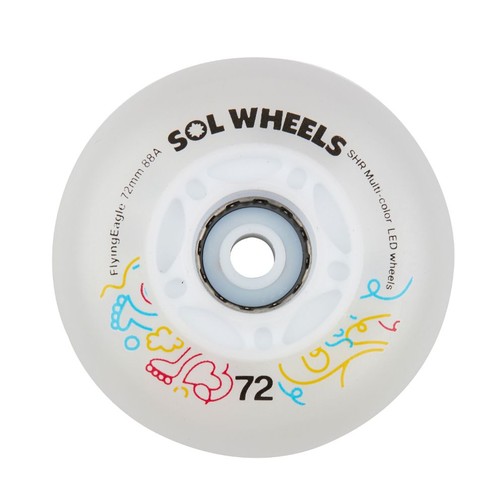 Flying Eagle SOL Light Up Inline Wheels Multicolour Rainbow  LED 72mm  Inline Skate Wheels 88a - Lucky Skates