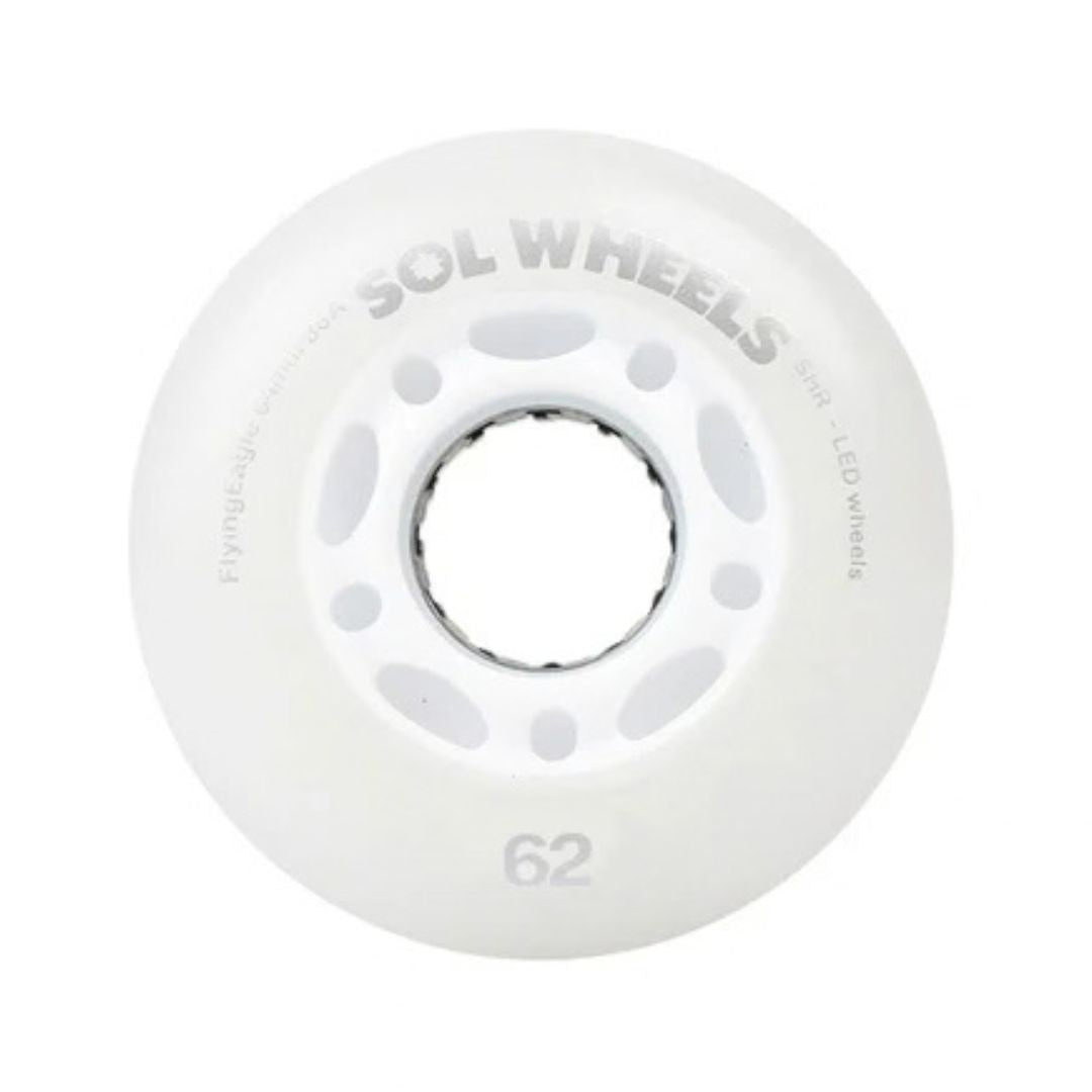 Flying Eagle SOL Light Up Inline Wheels White LED Inline Skate Wheels 62mm 88a - Lucky Skates