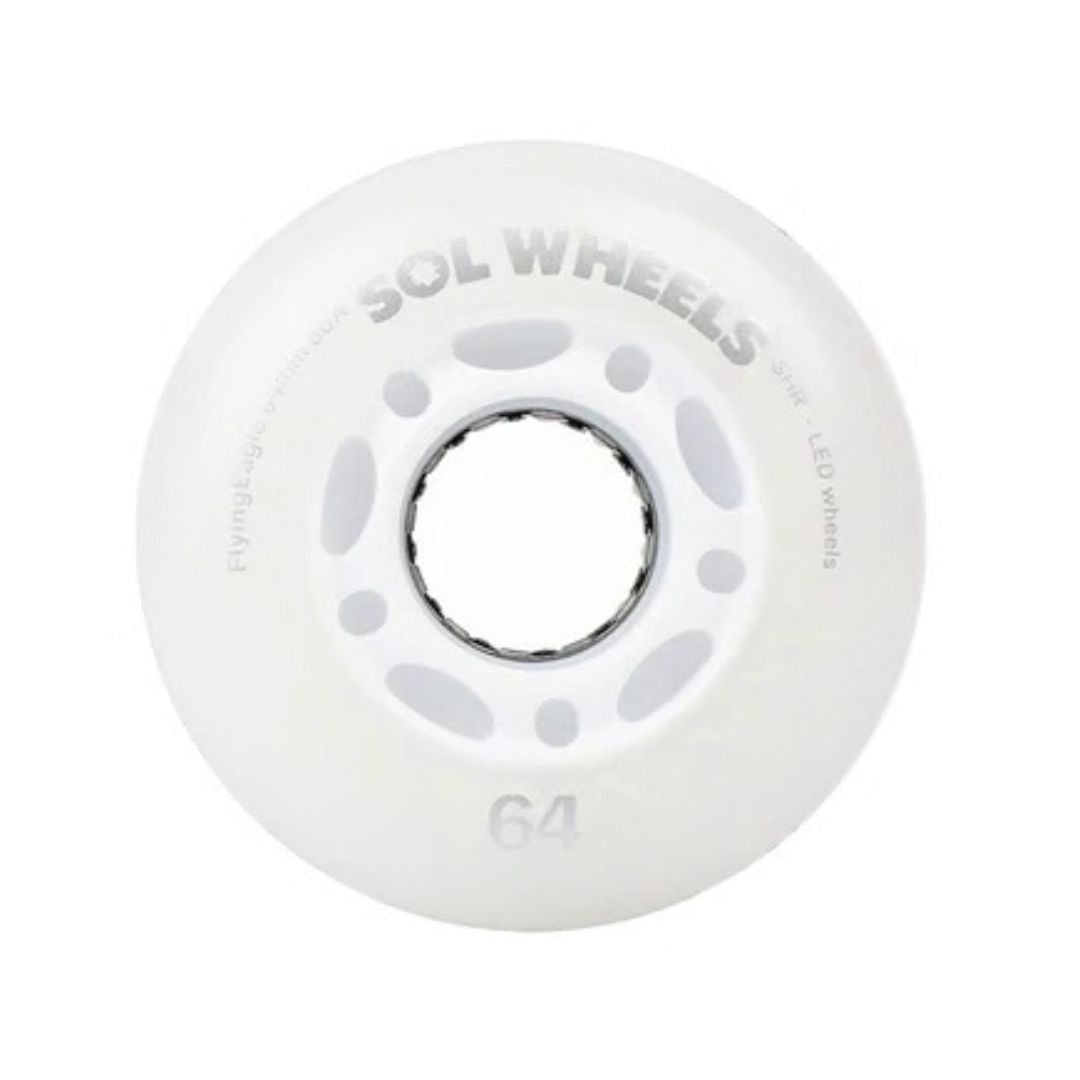 Flying Eagle SOL Light Up Inline Wheels White LED Inline Skate Wheels 64mm 88a - Lucky Skates