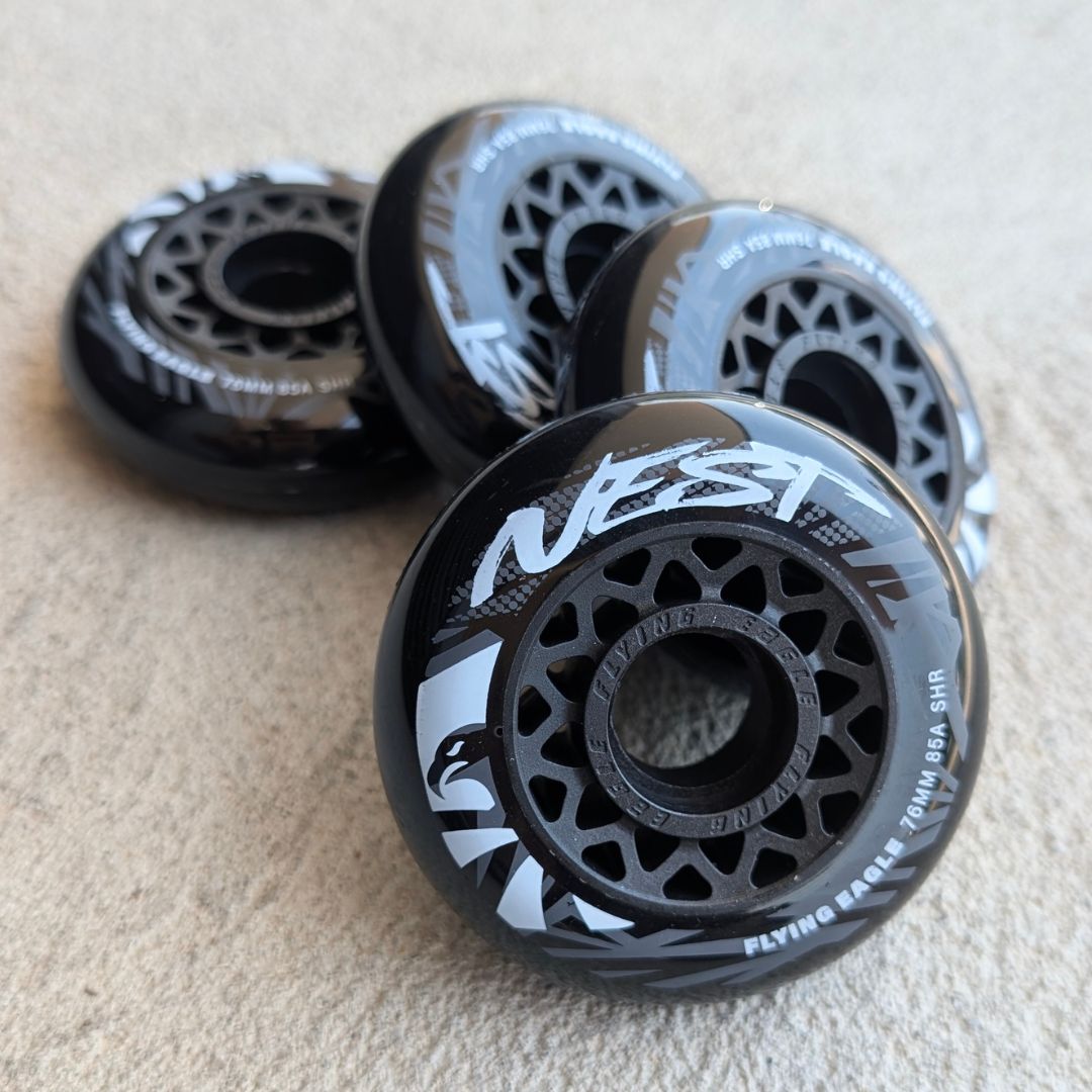 Flying Eagle Nest Black Inline Wheels 76mm 85A - 4 Pack - Lucky Skates 
