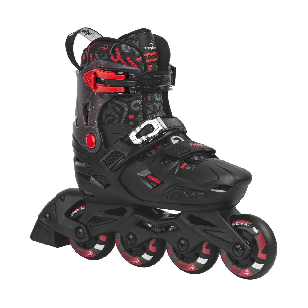 Flying Eagle S3 Cosmo Black Children's Adjustable Inline Skates Black Red - Lucky Skates 