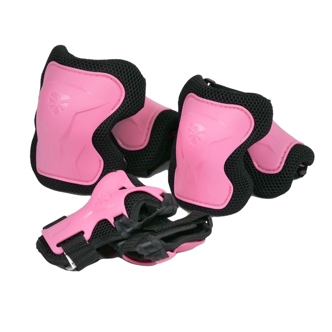 Flying Eagle V7 Junior Pad Set Light Pink Knee Pads, Elbow Pads, Wrist Guards - Lucky Skates 