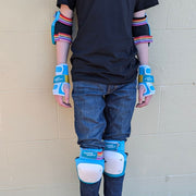 Flying Eagle Protective Set Teal Aqua Rainbow Skate Padding Set, Knee Pads, Elbow Pads, Wrist Guards - Lucky Skates  