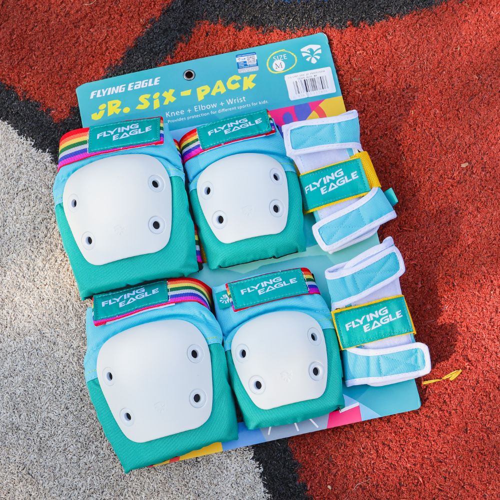 Teal Aqua Rainbow Skate Padding Set, Knee Pads, Elbow Pads, Wrist Guards - Lucky Skates  