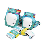 Flying Eagle Teal Aqua Rainbow Skate Padding Set, Knee Pads, Elbow Pads, Wrist Guards - Lucky Skates  