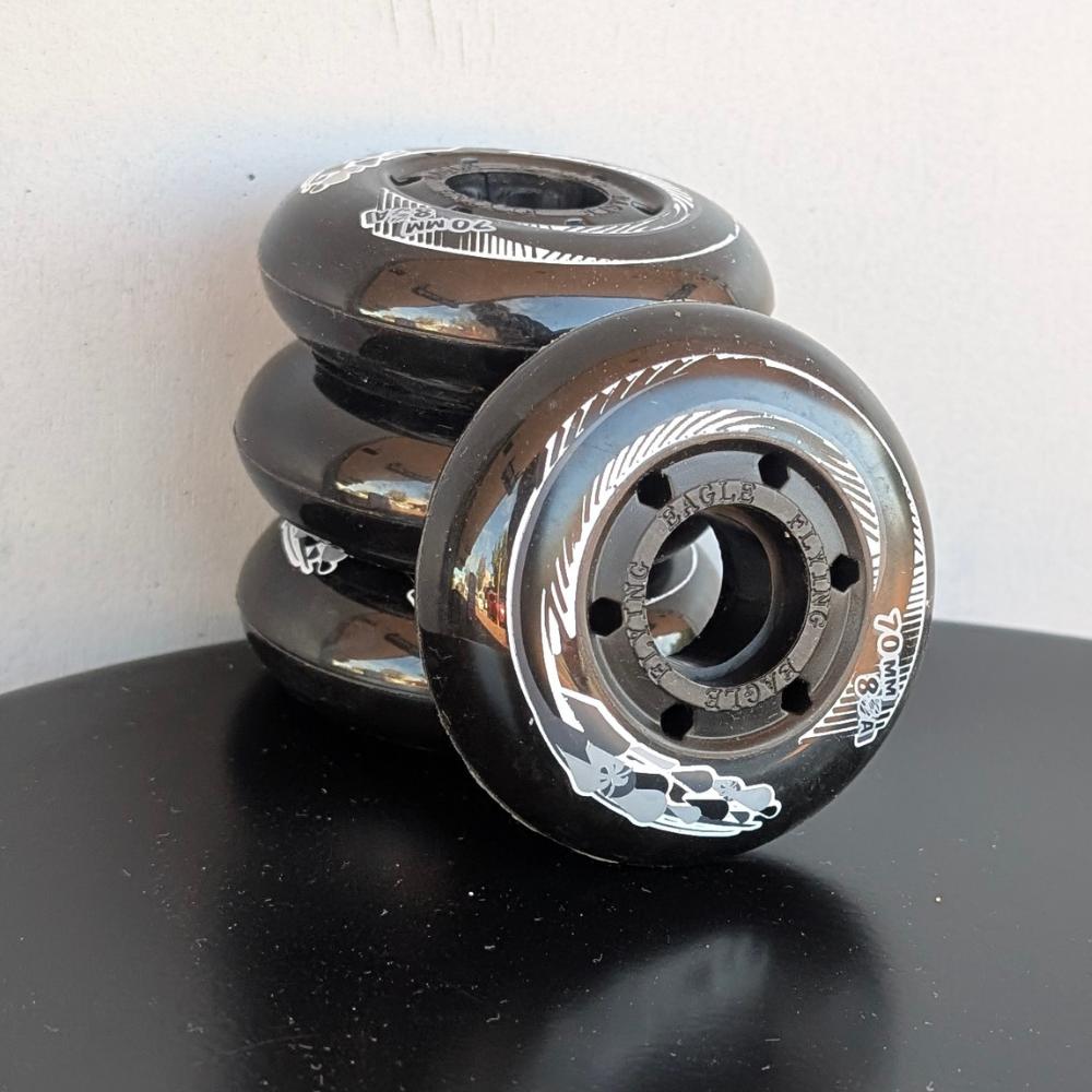 Flying Eagle Kids Inline Skate Wheels 70mm 85A Black 4 Pack - Lucky Skates 