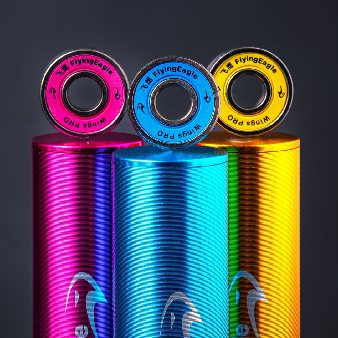 Flying Eagle Wings Pro Skate Bearings 608 8mm Pink, Blue, Yellow 16 Pack Or 12 Pack - Lucky Skates 