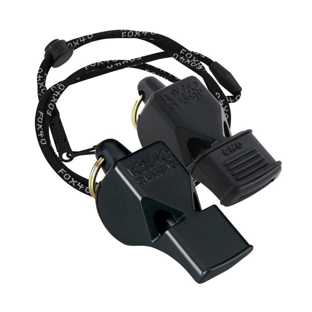 Fox 40 Classic CMG + Classic Whistle 2-pack With Lanyard Black - Lucky Skates