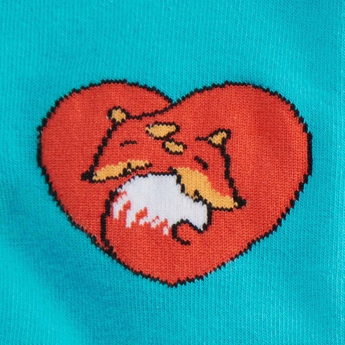 Fox Love Long Knee High Socks Teal - Lucky Skates  