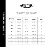 FR FR1 Deluxe Intuition 80 Black/White Inline Skates Size Chart - Lucky Skates