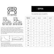 FR Skate Spin Inline Skates Size Chart - Lucky Skates 
