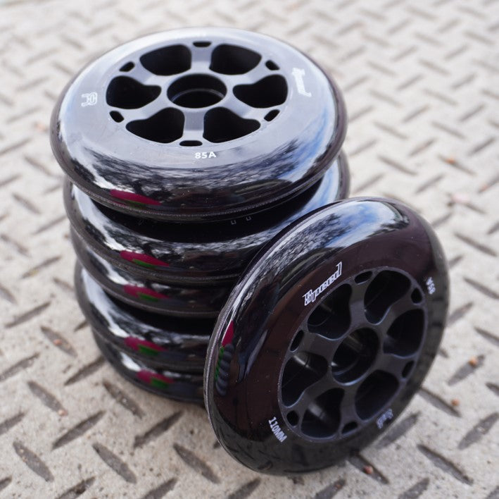 FR Speed Black Inline Wheels 110mm 85A Black - 6 Pack - Lucky Skates