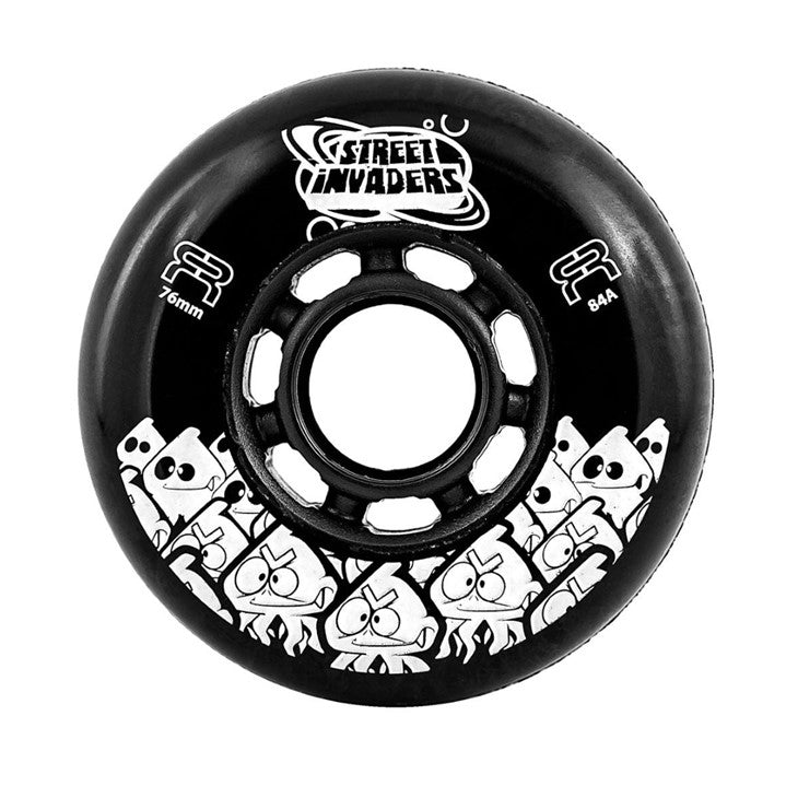FR Street Invaders Black Inline Wheel 76mm 80mm 84A *Single Wheel*