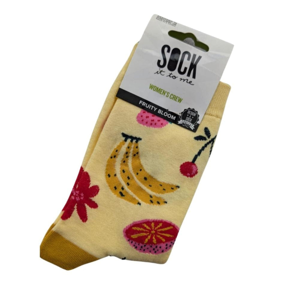 Sock It To Me Fruity Bloom Womens Crew Socks Yellow - Lucky Skates