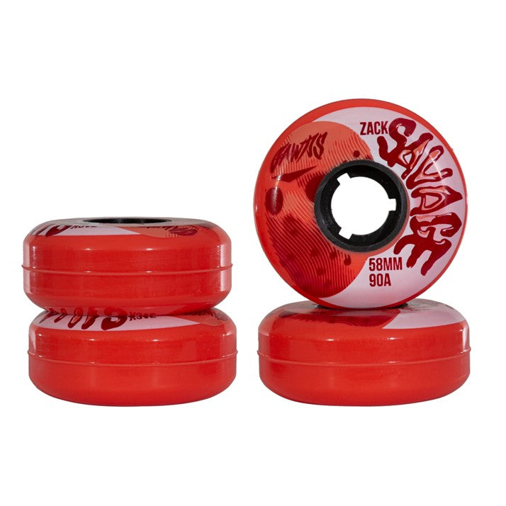Gawds Zack Savage Red Inline Wheels 58mm 90A - 4 Pack - Lucky Skates