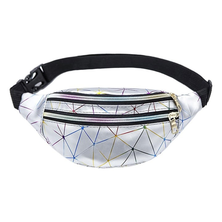 Geometric Triple Zip Fanny Pack Bum Bag - Lucky Skates