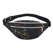 Geometric Triple Zip Fanny Pack Bum Bag - Lucky Skates
