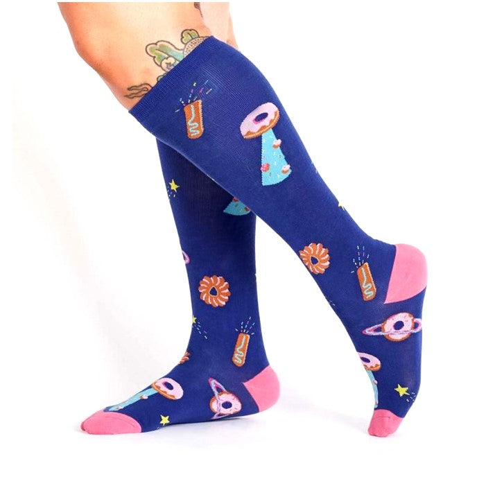 Sock It To Me Glazed Galaxy Donut Stretch-It Knee High Socks - Lucky Skates