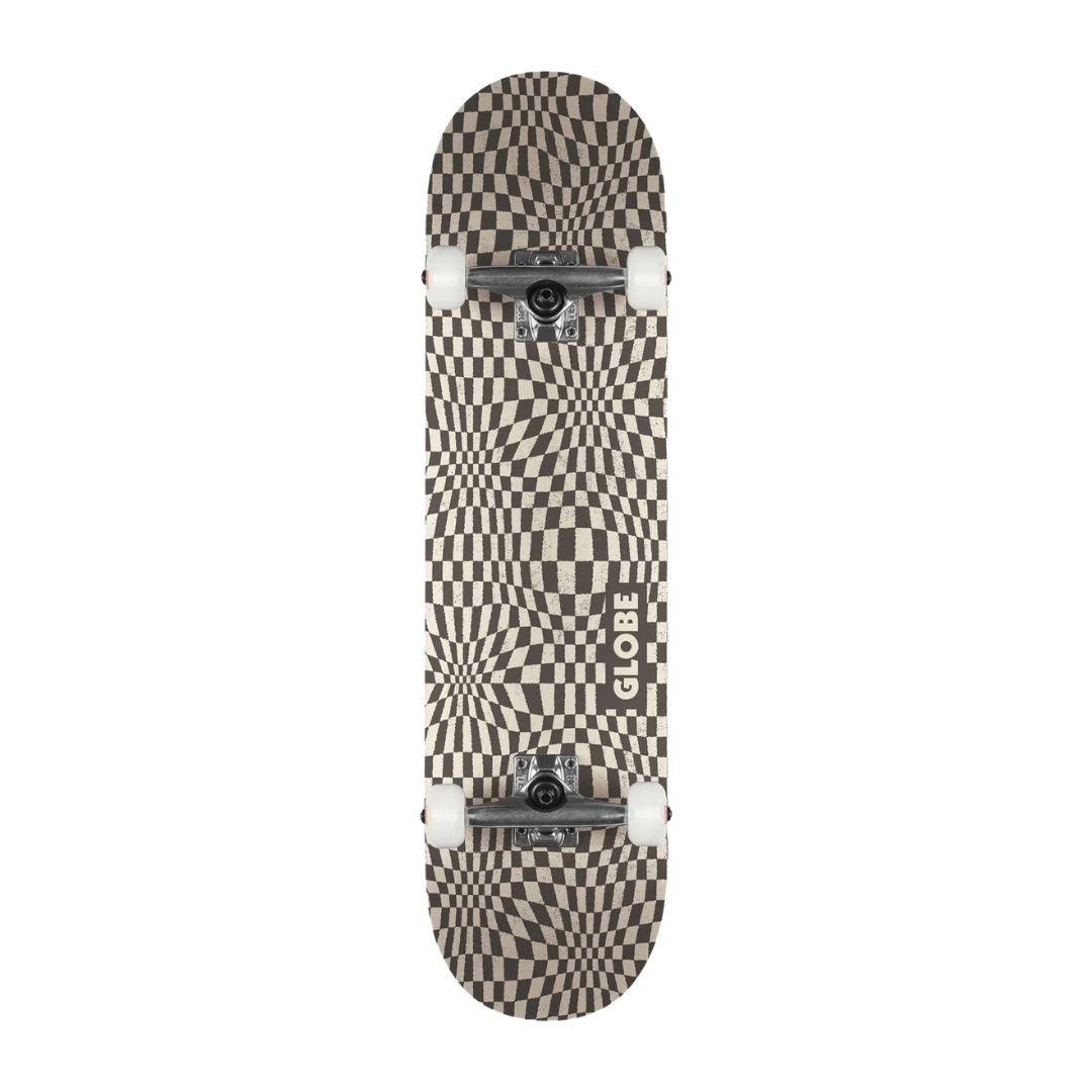Globe G0 Checked Out 8.0" Skateboard Complete Checkered Black White - Lucky Skates 