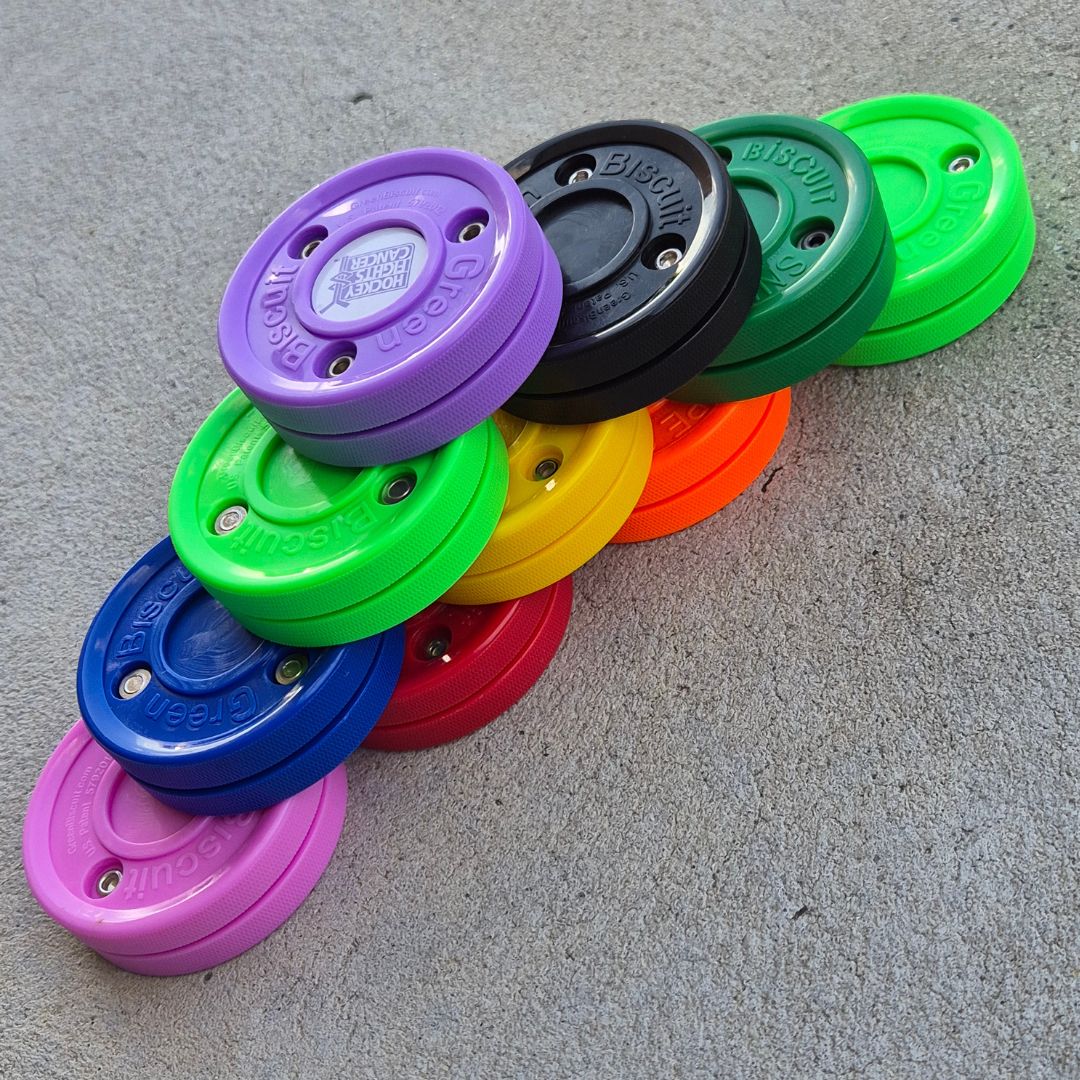 Green Biscuit Street Roller Hockey Outdoor Training Puck And Game Puck  - Lucky Skates