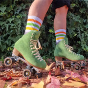 Old School Baby! Pine Lime Mid High Skate Socks Green/Yellow/Orange - Lucky Skates
