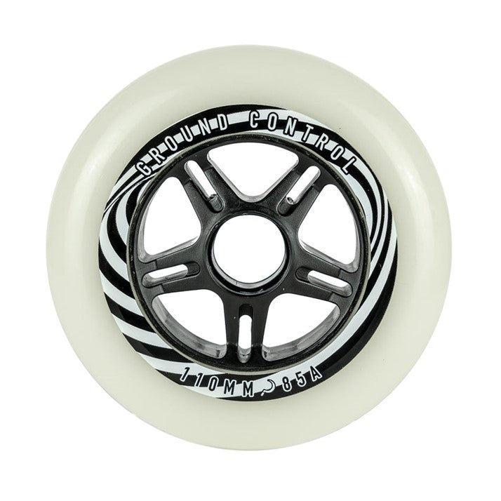 Ground Control Glow Inline Skate Wheel White/Green - 6 Pack - Lucky Skates