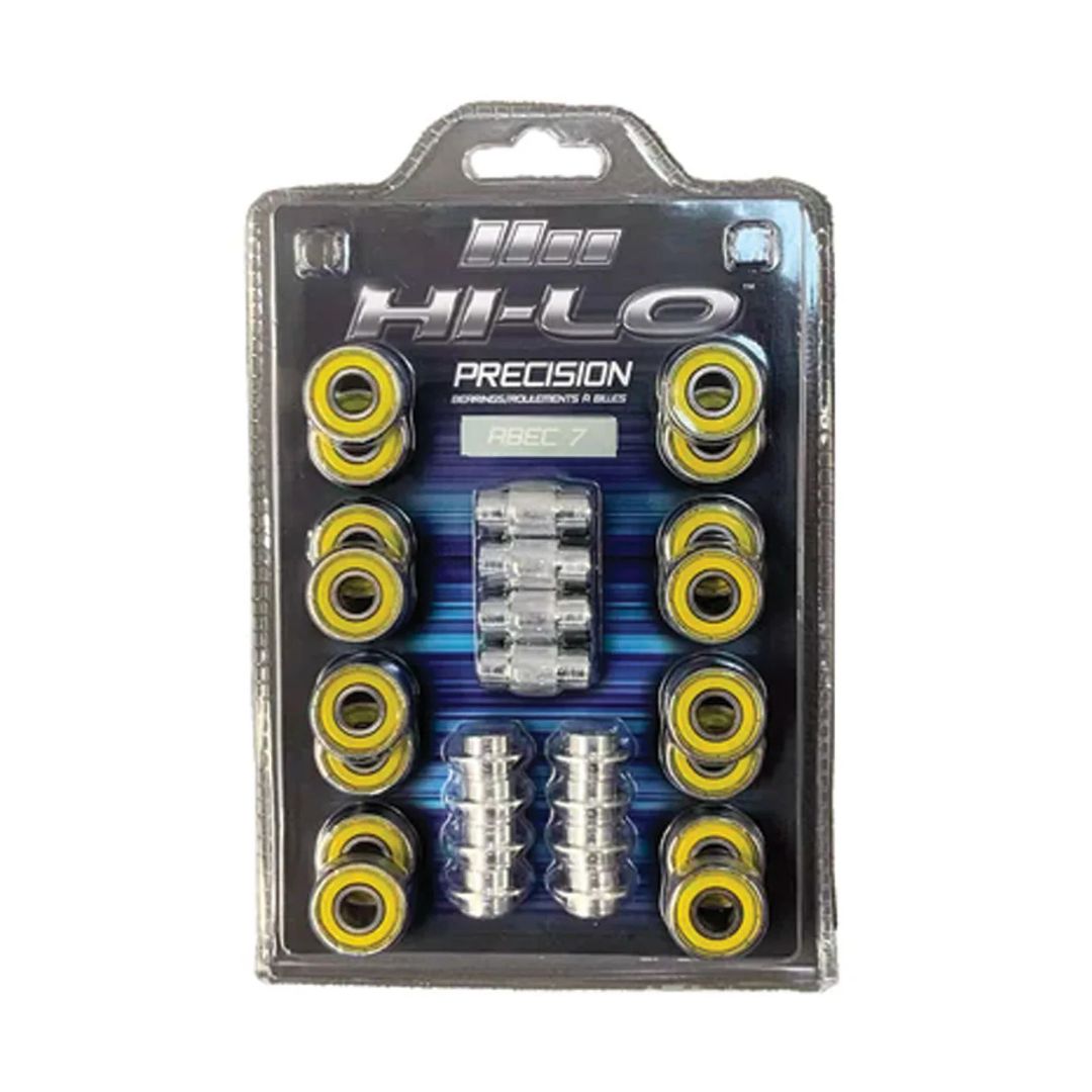 Bauer Hi-Lo ABEC 7 Yellow Skate Bearing Inline Spacer Kit Yellow 16 Pack with 6mm spacers and 8mm spacers - Lucky Skates