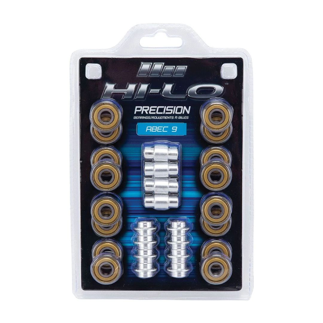 Bauer Hi-Lo ABEC 9 Skate Bearing 16 Pack Plus 6mm 8mm Spacer Kit - Lucky Skates 