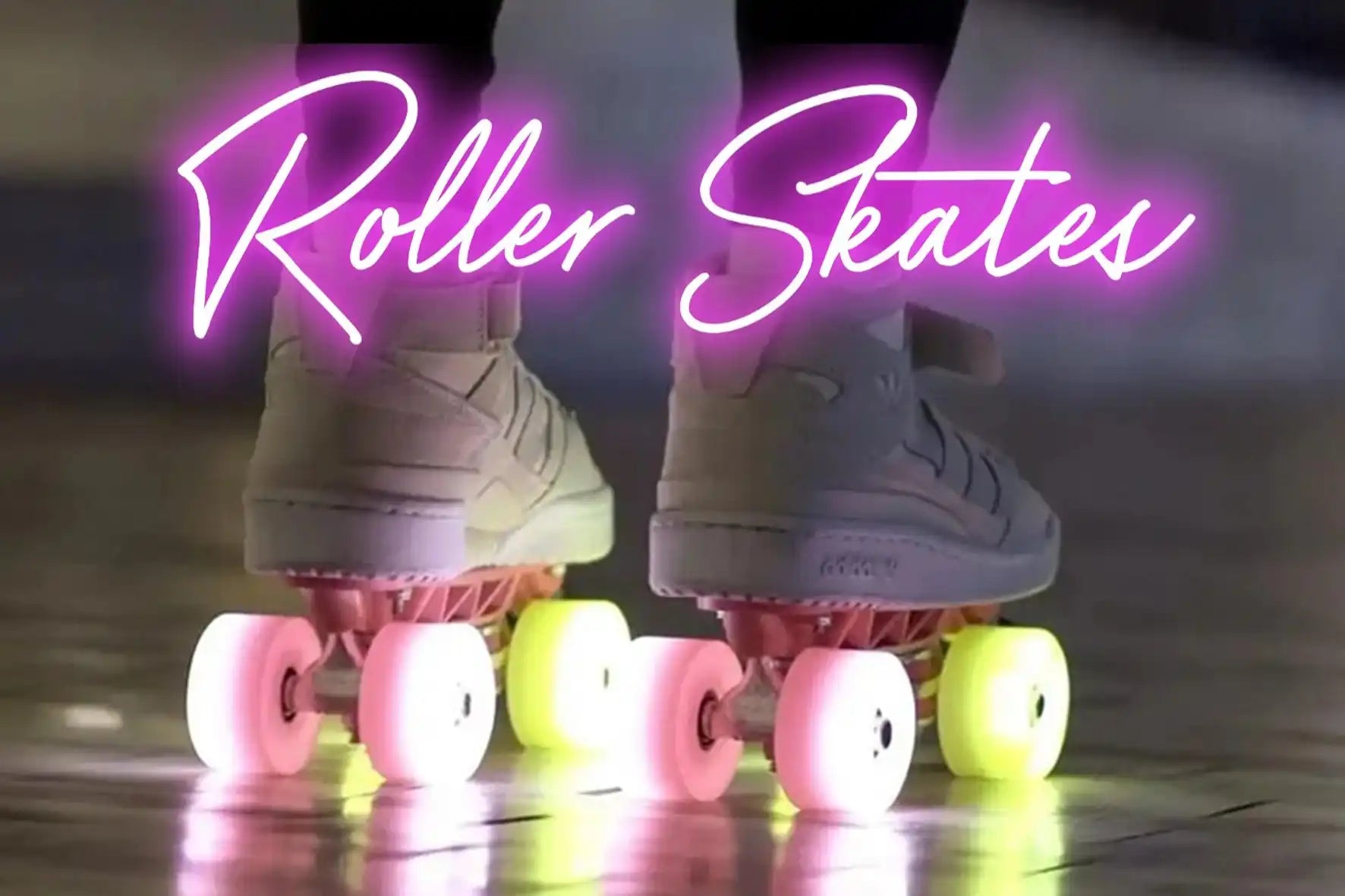 Illuminated roller skates.