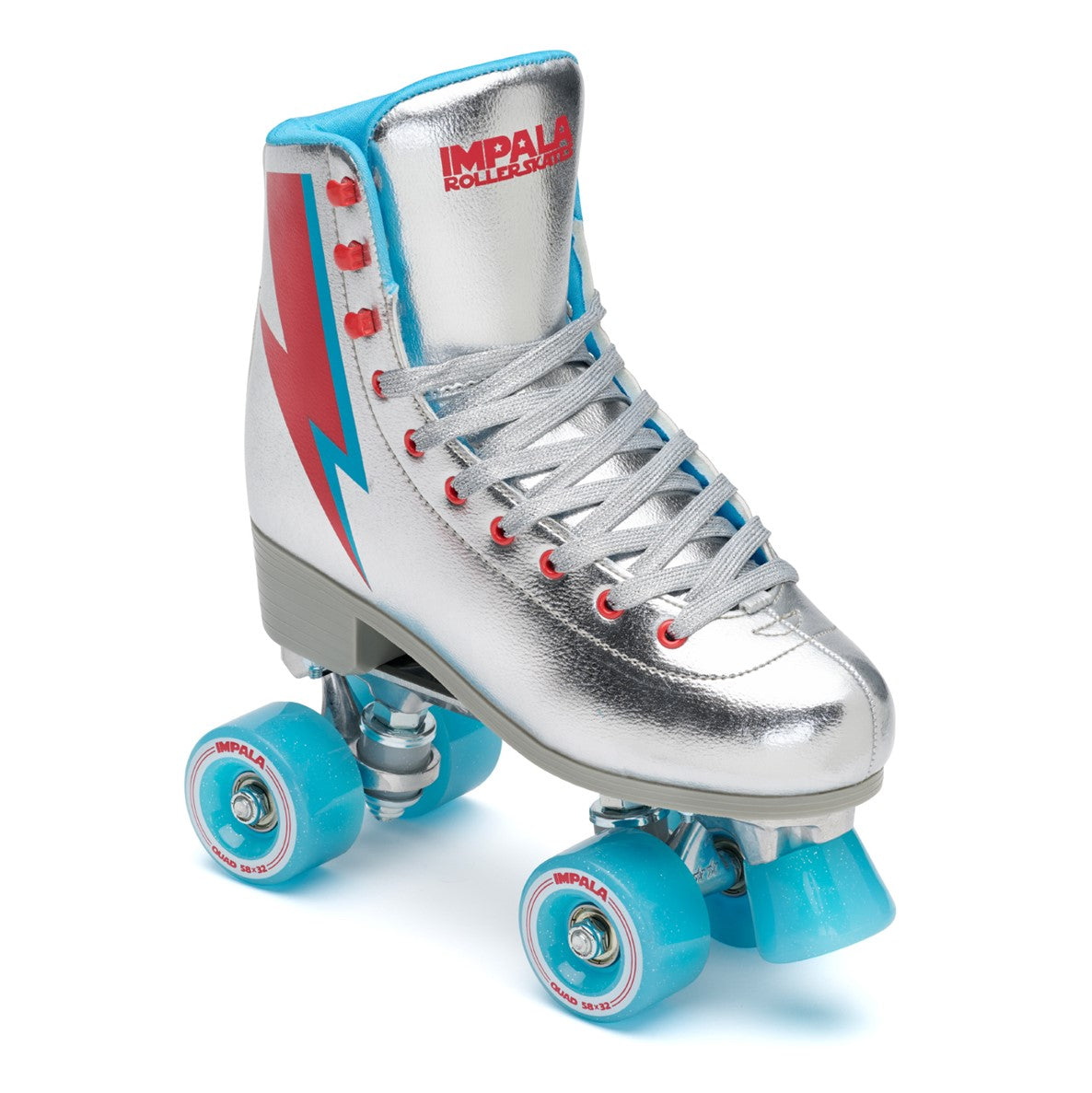 silver high top retro roller skates 