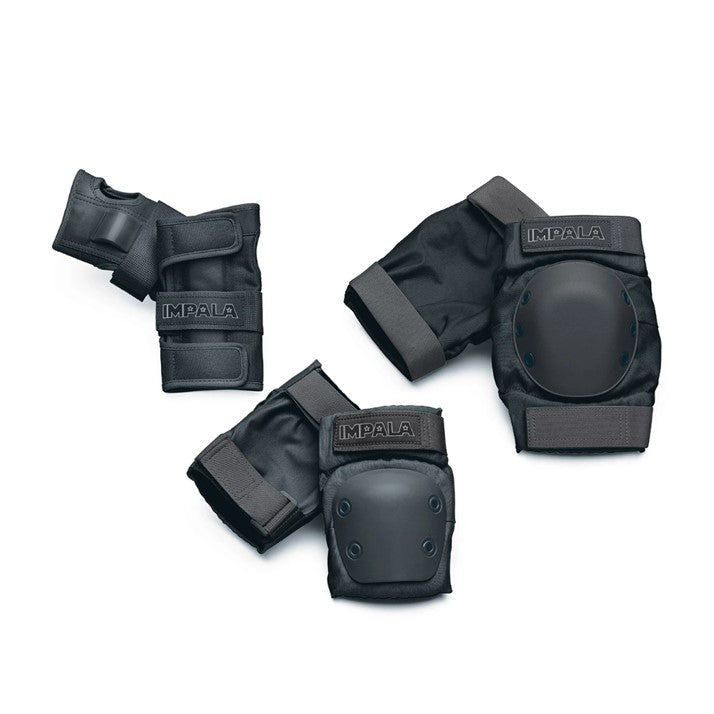 Impala Adult Pad Set Black - Knee Pads / Elbow Pads / Wrist Guards - Lucky Skates