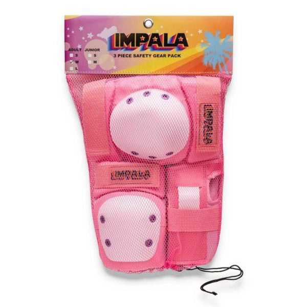 Impala Adult Pad Set Pink Knee Pads, Elbow Pads, Wrist Guards - Lucky Skates