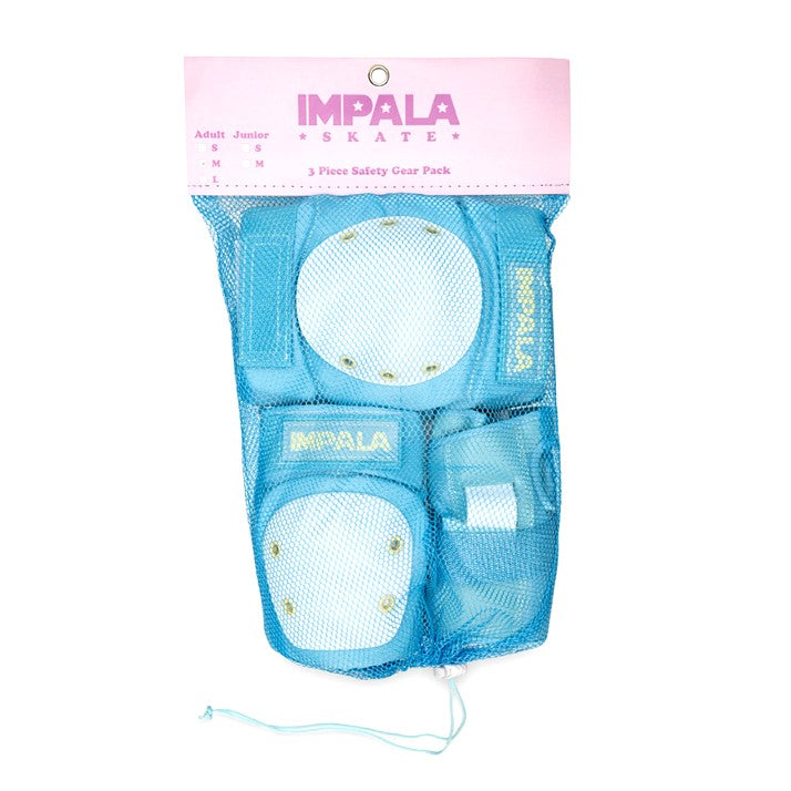 Impala Adult Pad Set Sky Light Blue Knee Pads, Elbow Pads, Wrist Guards - Lucky Skates