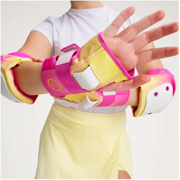 Impala Adult Pad Set Tropicana Pink Yellow Wrist Guarrds, Elbow Pads - Lucky Skates