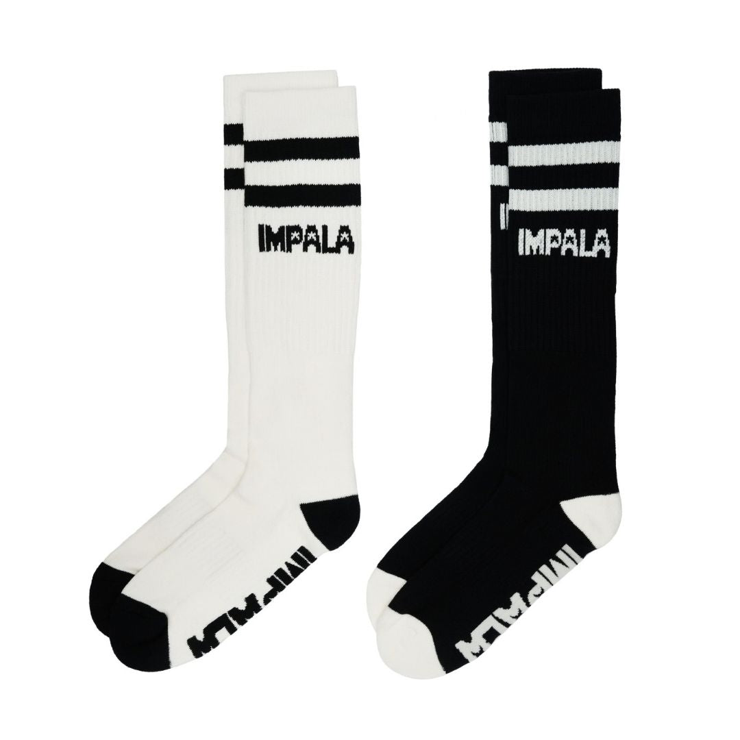 Impala Knee High Stripe Black Creme Socks 2 Pack - Lucky Skates 