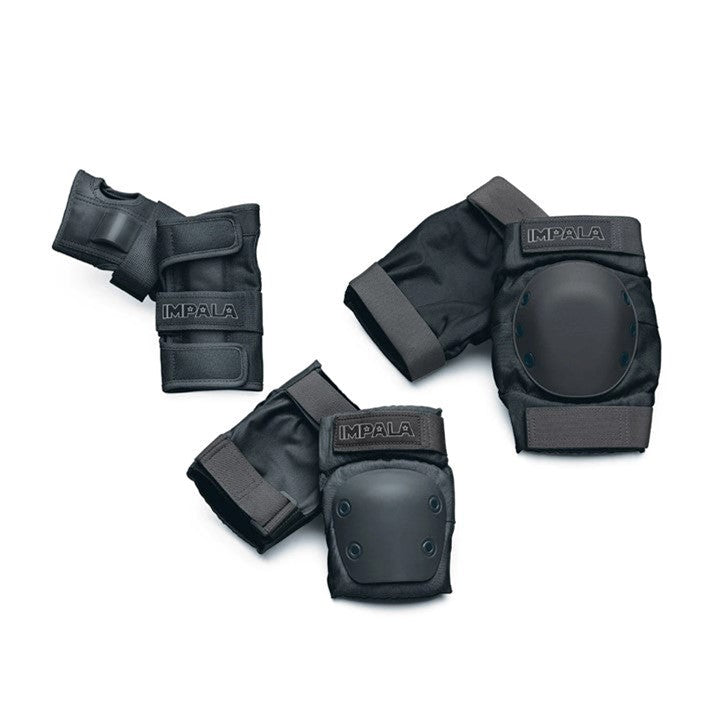 Impala Junior Pad Set Black - Knee Pads / Elbow Pads / Wrist Guards - Lucky Skates