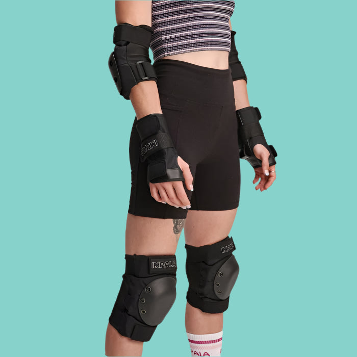 Impala Junior Kids Padding Set Black - Knee Pads Elbow Pads Wrist Guards -Lucky Skates