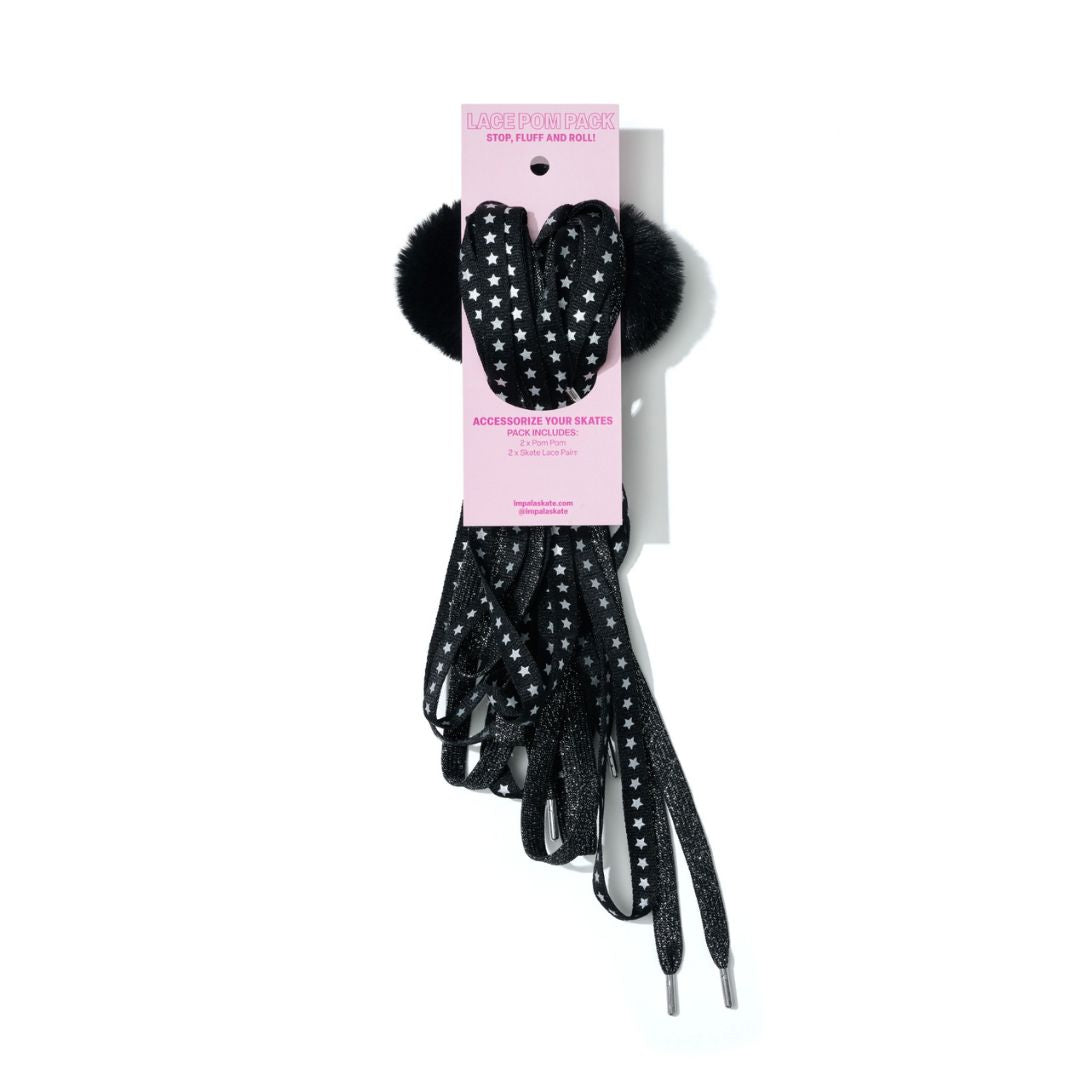 Impala Lace Pom Poms Black - Lucky Skates 
