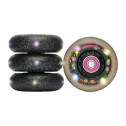 Impala Light Up Black Twinkle LED Inline Wheels with Bearings 70mm 84A 4 Pack - Lucky Skates 